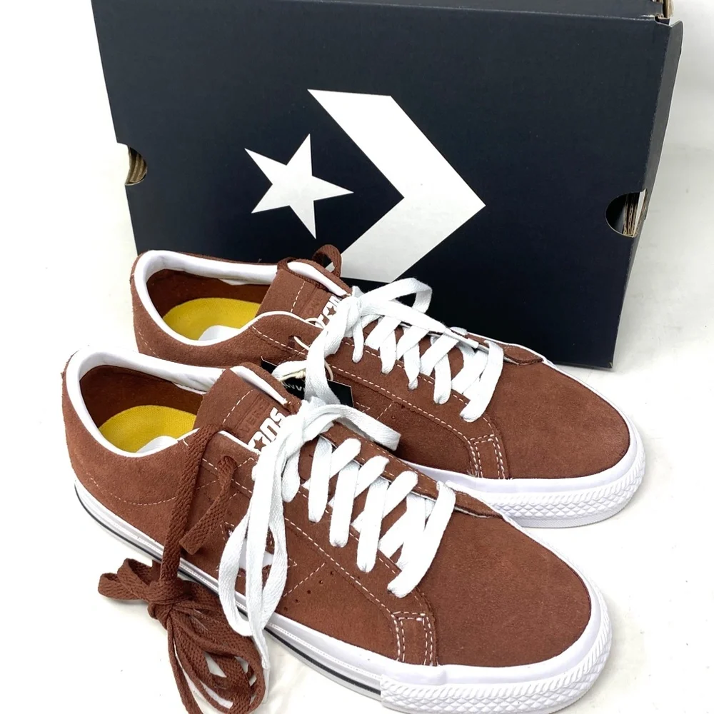 Converse Low Top Sneakers in Brown with White Accents